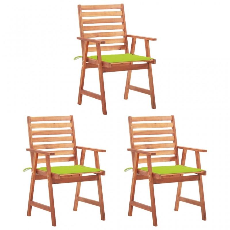 Day and Night - Day and Night Garden Dining Chairs 3 Units Solid Acacia Wood and Cushions
