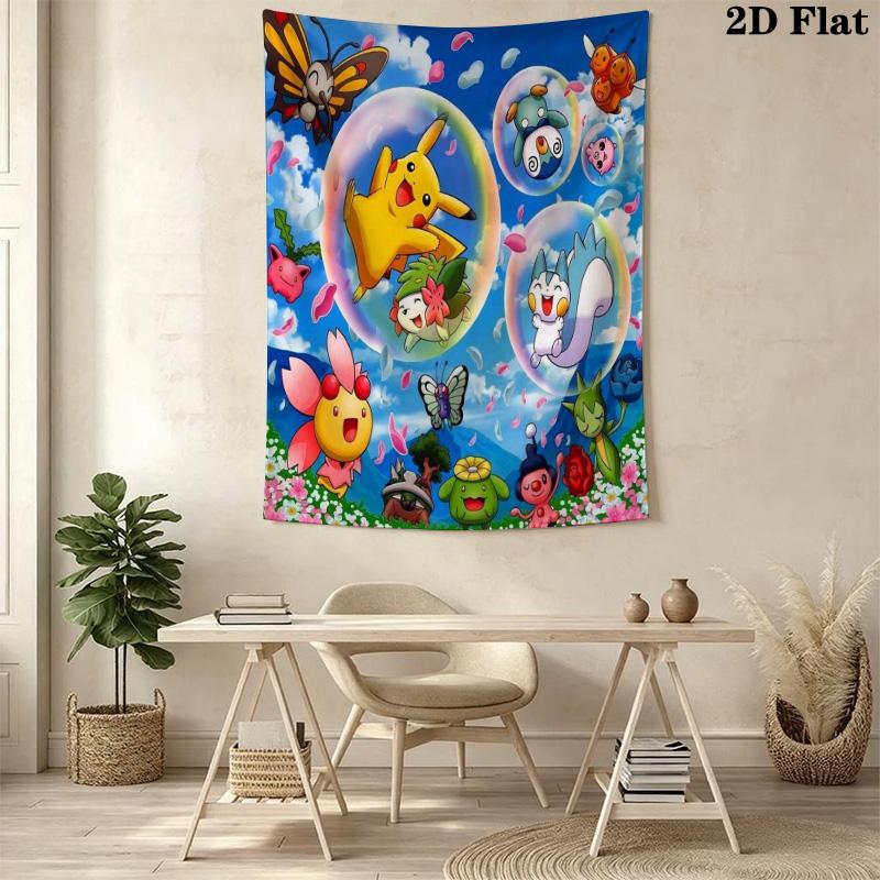 Pikachu Eevee Tapestry Wall Tapestry Fashion Print Background Cloth Wall Covering Decoration Homestay Soft Decoration Tapestry