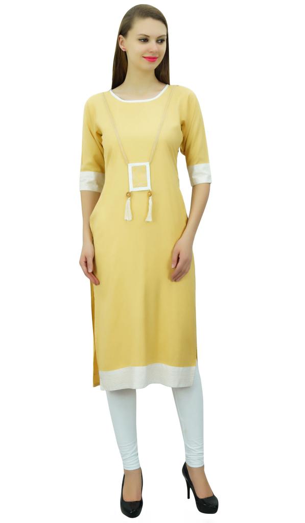 Bimba Women Rayon Tunic 3 4 Sleeve Chic Kurti Kurta Indian Ethnic Dress