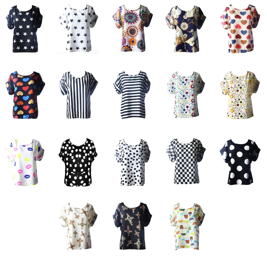Fashion Women Casual Short Sleeve Loose Chiffon T-shirt Tops Shirt Blouse Summer
