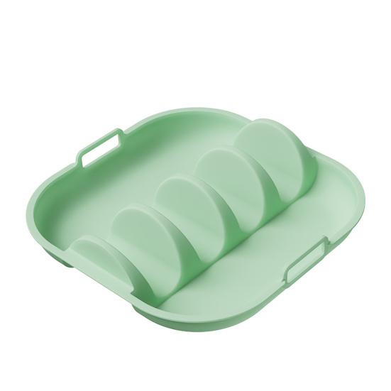 Silicone Taco Holder Reusable Taco Plates with 4 Dividers And Handle Dishwasher Microwave Oven Safe Taco Serving Tray
