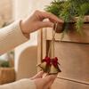 Small Vintage Christmas Bell Garland with Bows, Hanging Wind Ornament for Holiday Decor