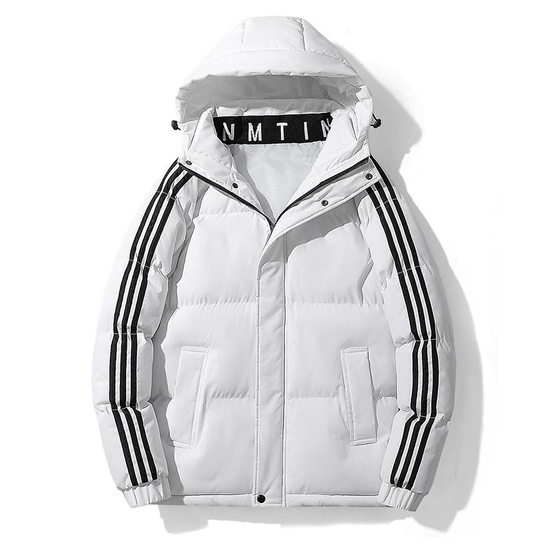 

Padded-on men s new winter thickened warm padded jacket three bars explosive sports padded jacket M білий