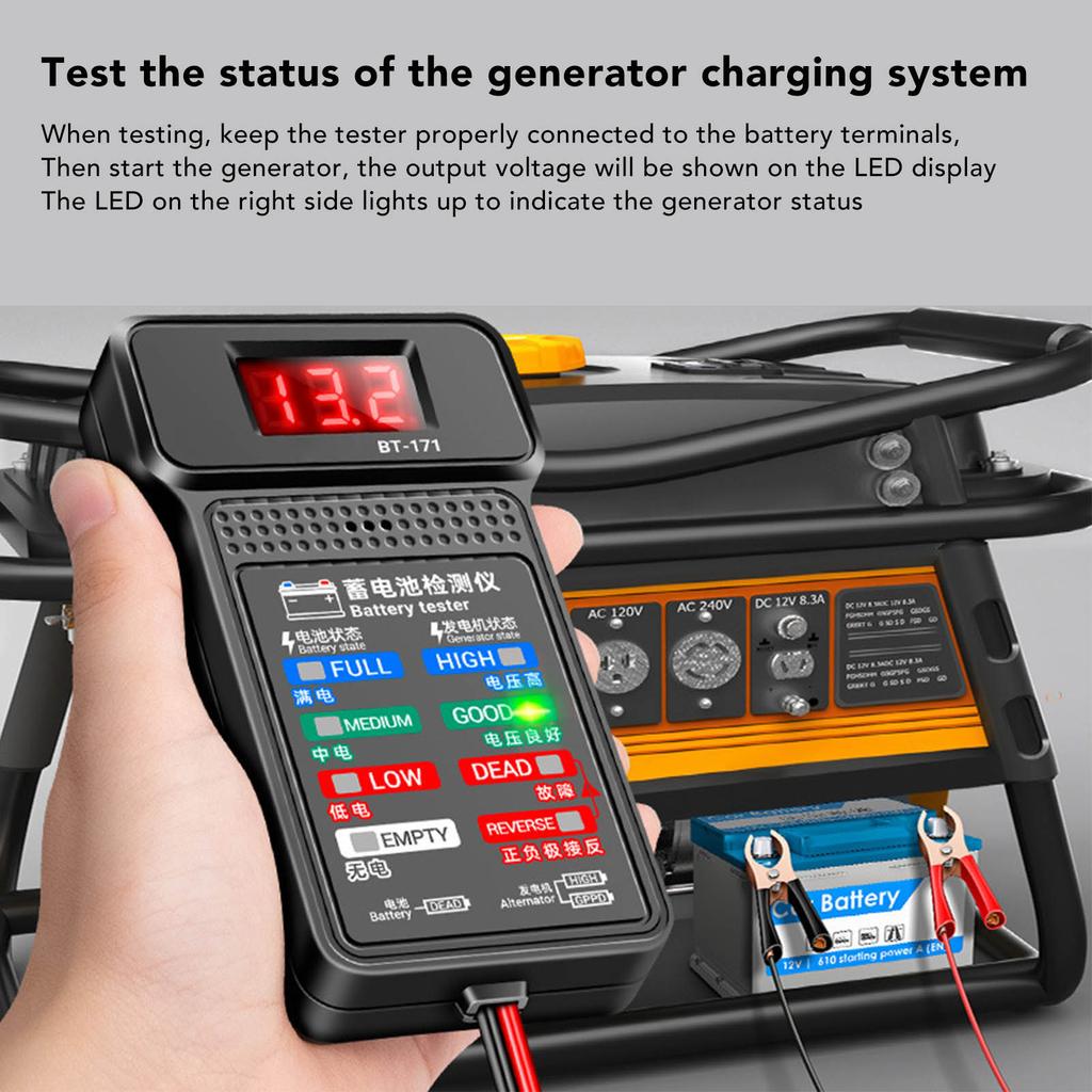 BT 171 Automotive Alternator Tester 12V Digital Auto Battery Analyzer for Truck Motorcycle SUV Boat