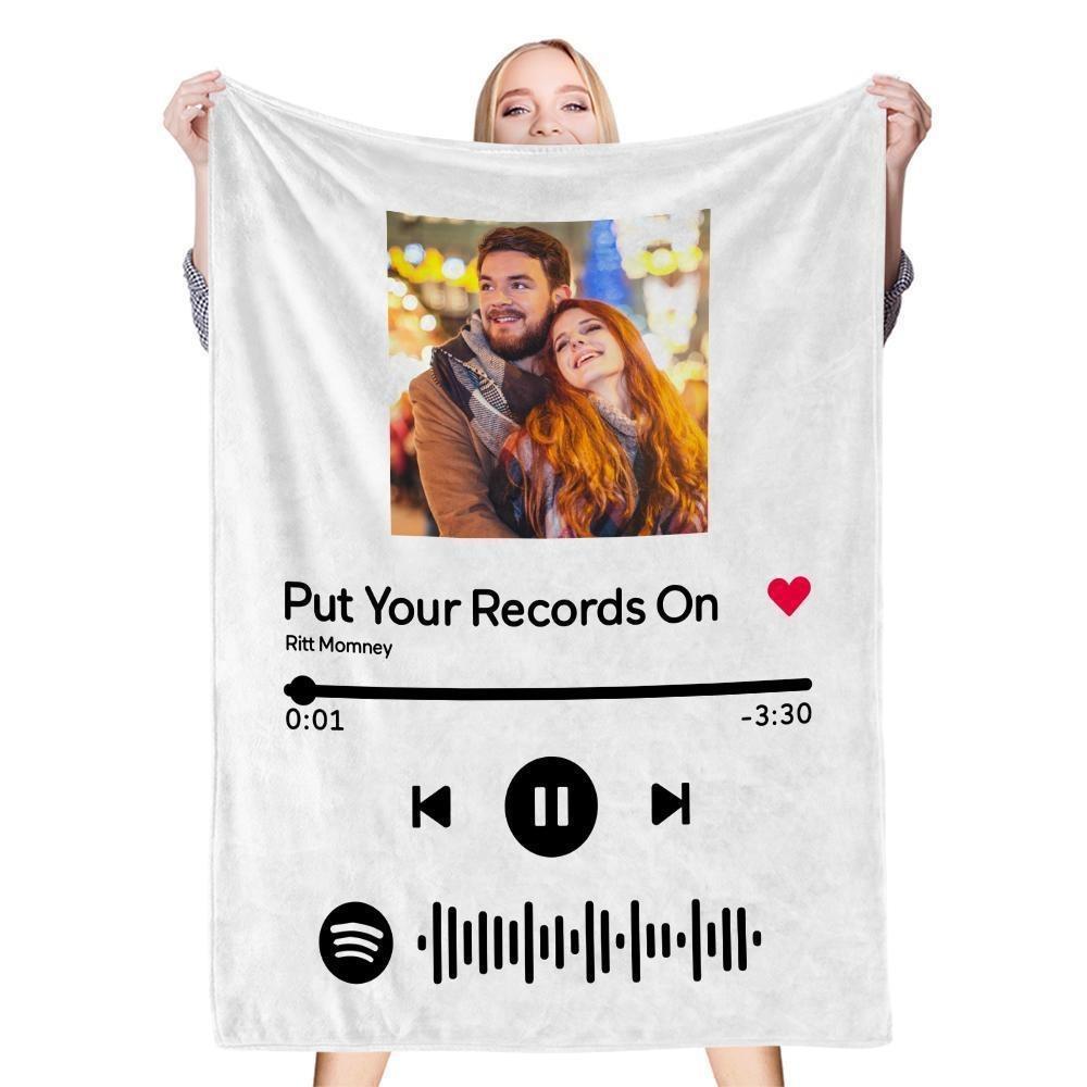 Spotify Code Music Code Diy Photo Flannel Blanket Couple Holiday Gift Blanket