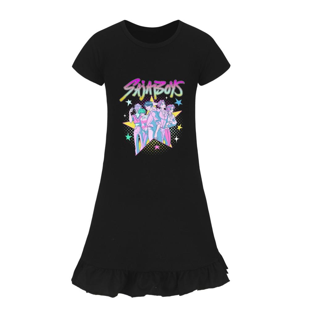 5054 Kids Girls Sajaboys Mira Zoey Rumi Printed Ruffle Short Sleeves Casual Dress