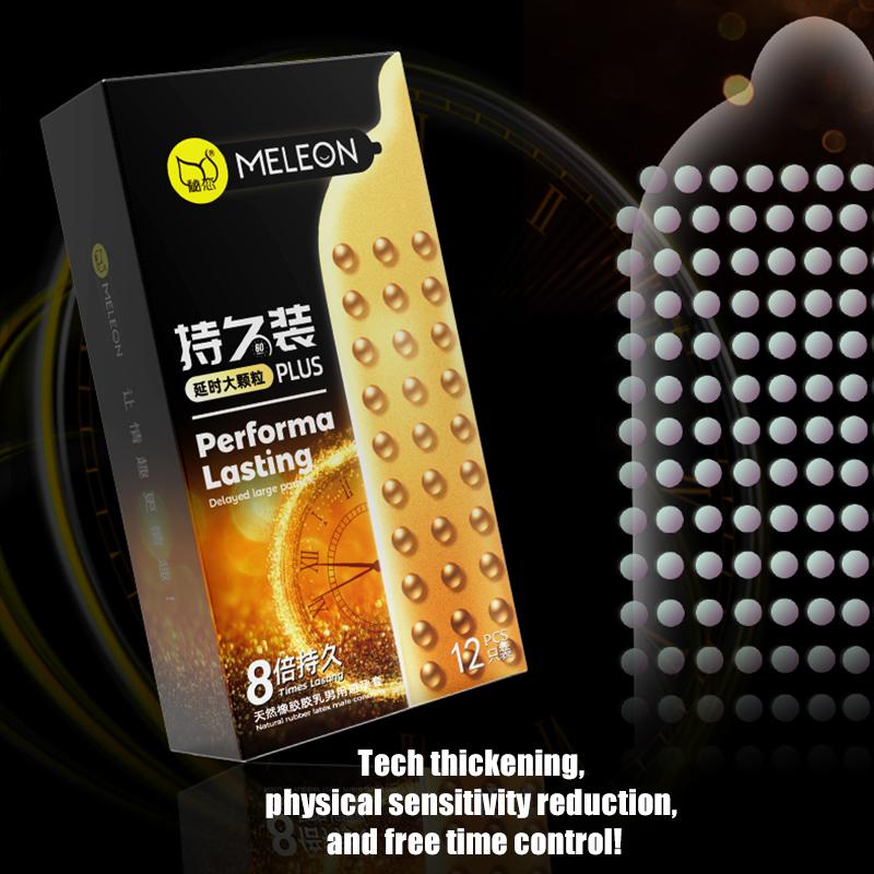 MELEON 12PCS Big Dots Lasting Plus Condom Adult Sex Toys Delayed Ejaculation Penis Sleeves Condoms Contraception 52mm