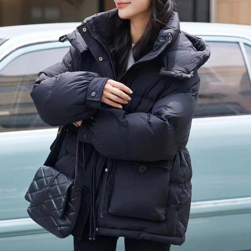 Pâine de culoare crem haină de iarnă pentru femei Jachetă de puf de rață alb stil scurt de damă