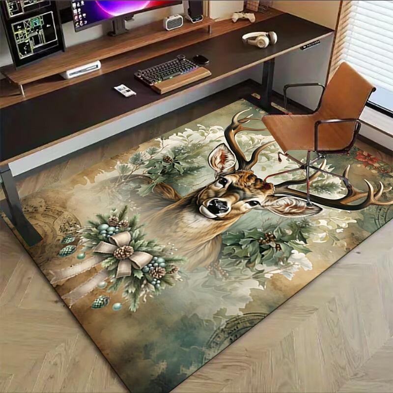 1 Stück Rentier Weihnachtsteppich Büro Teppich Außenmatte Heimdekoration Bereichsteppich Festival Geschenk