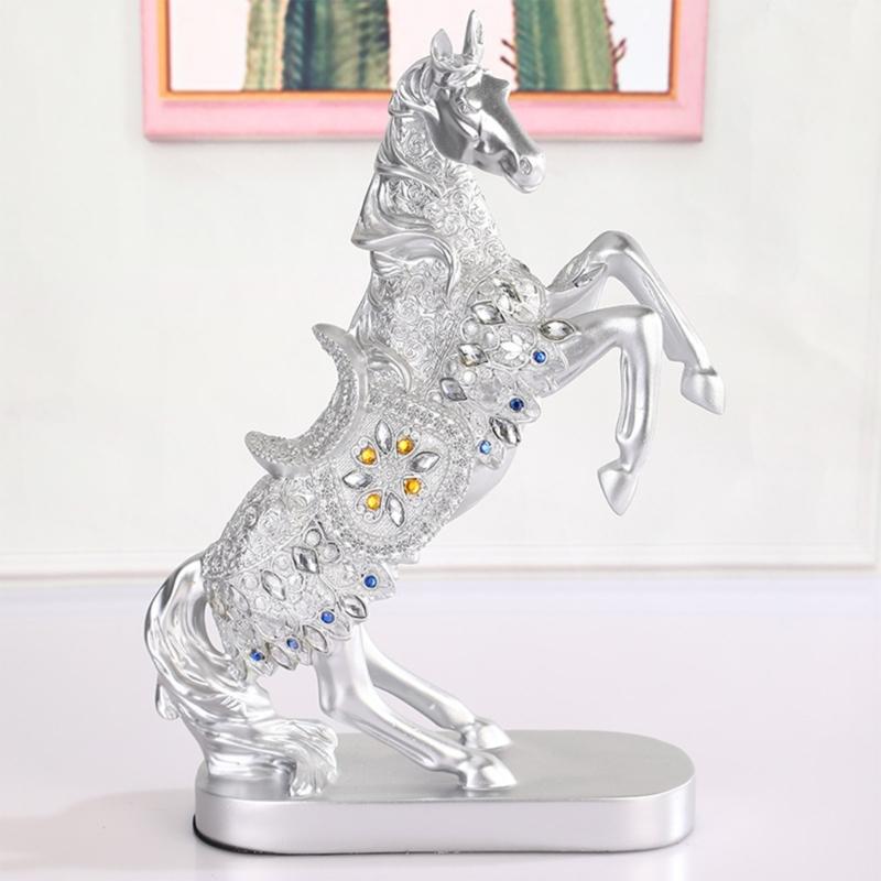 Resin Horse Statue Sculptures Decorative Animal Figurines Tabletop Ornament Symbols Wealth Career Home Decorations