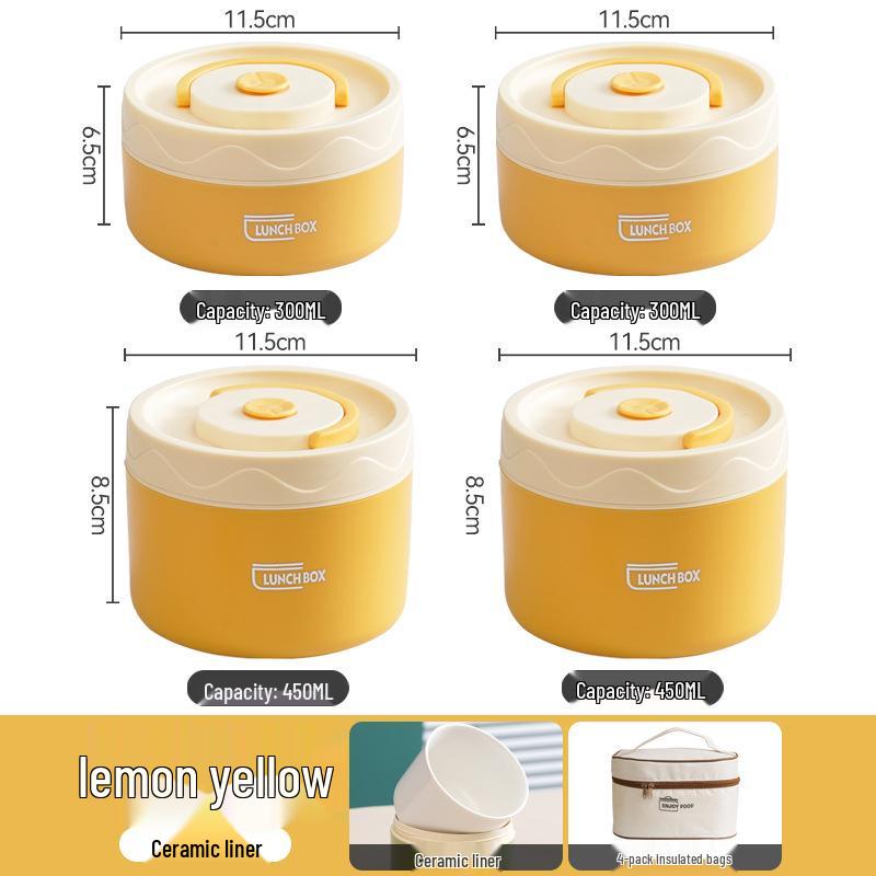 Microwaveable Insulated Ceramic Bento Lunch Box - Portable, Multi-Layer for Students and Office Workers