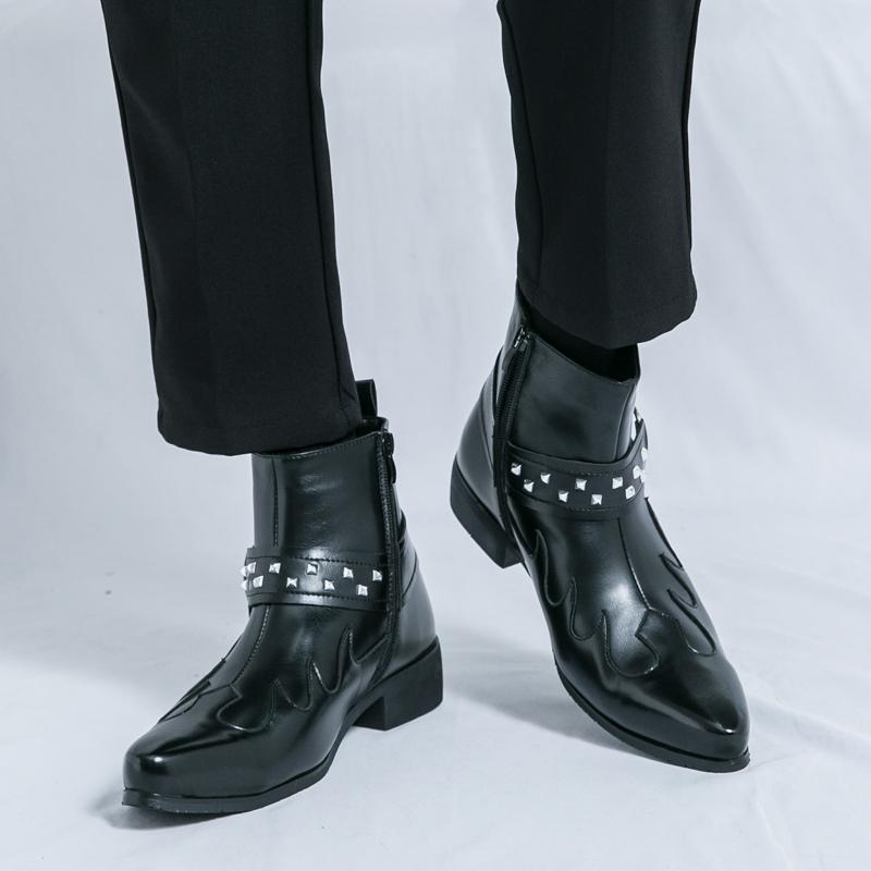 Fashion Luxury Brand Men's Boots Fashion Side Zipper Chelsea Leather Boots Classic Gentleman Pointed Business Office Casual Dress Boots