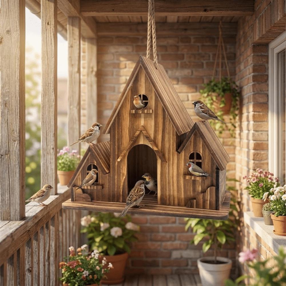Handmade Hanging Birdhouse Ventilation Bird Villa Bird Cages Hatching Nest  Wild Birds