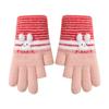 Cute rabbit stripes leak two fingers student writing thickened warm winter knitted wool gloves girl