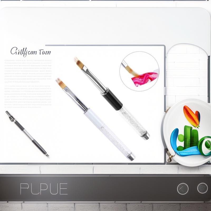 Glitter Handle Nail Art Brush With Protective Cap Flat Round Head Gel Painting Pen For Salon Diy Manicure Design Tools