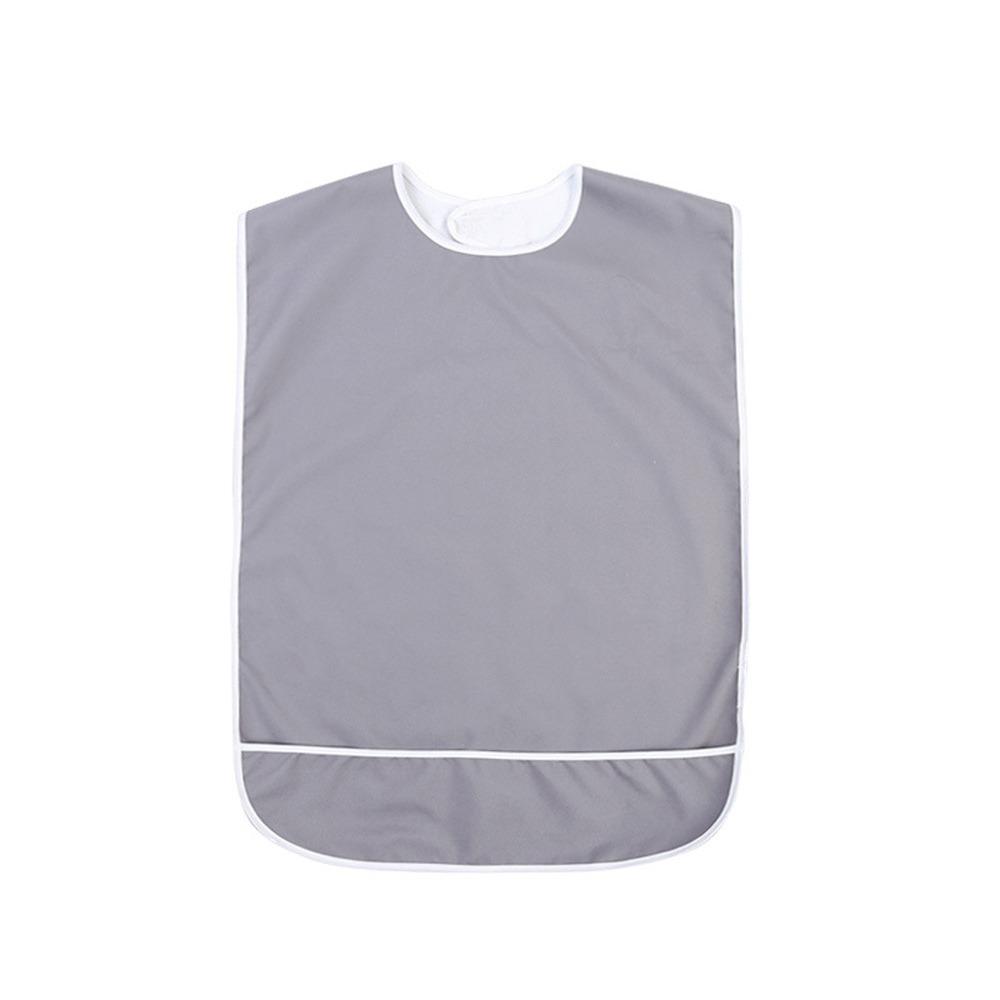 Washable Adult Bibs Waterproof Elderly Bib Clothing Protector Dining Apron Patient Use 17.72x29.53in Grey