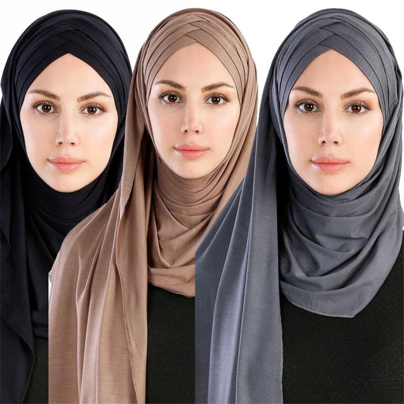 muslim jersey instant hijab scarf for women femme musulman ready to wear hijabs underscarf cap and headscarf two in one