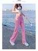 Women's Yellow High-Waisted Wide-Leg Jeans - 2022 Slimming Style for Petite Figures, Straight Floor-Length Pants