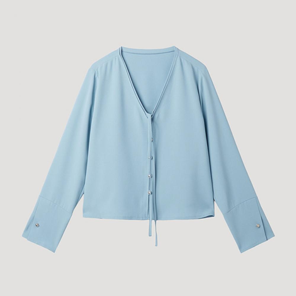 

[Она S MiSS] Блузка с V-образным вырезом и завязкой Swwblp11040 Ll light blue/55
