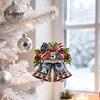 Holiday Souvenirs for Family 250th Anniversary Christmas Ornament, Acrylic Patriotic Hanging Decor Gift Friends with Eagle Santa Liberty Bell,