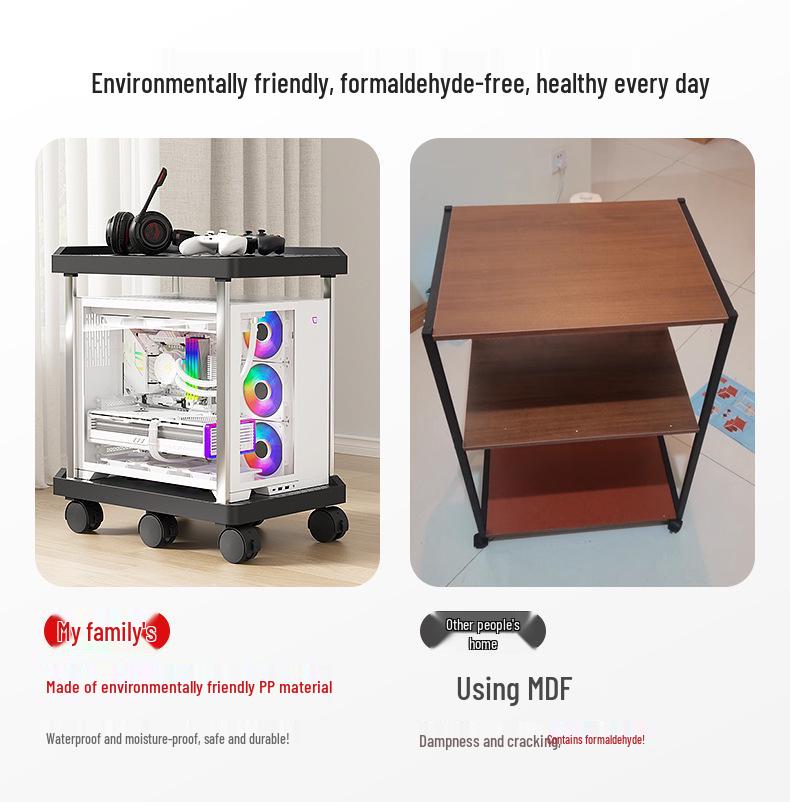 Multi-layer Mobile Storage Rack with Brakes for Office/Home