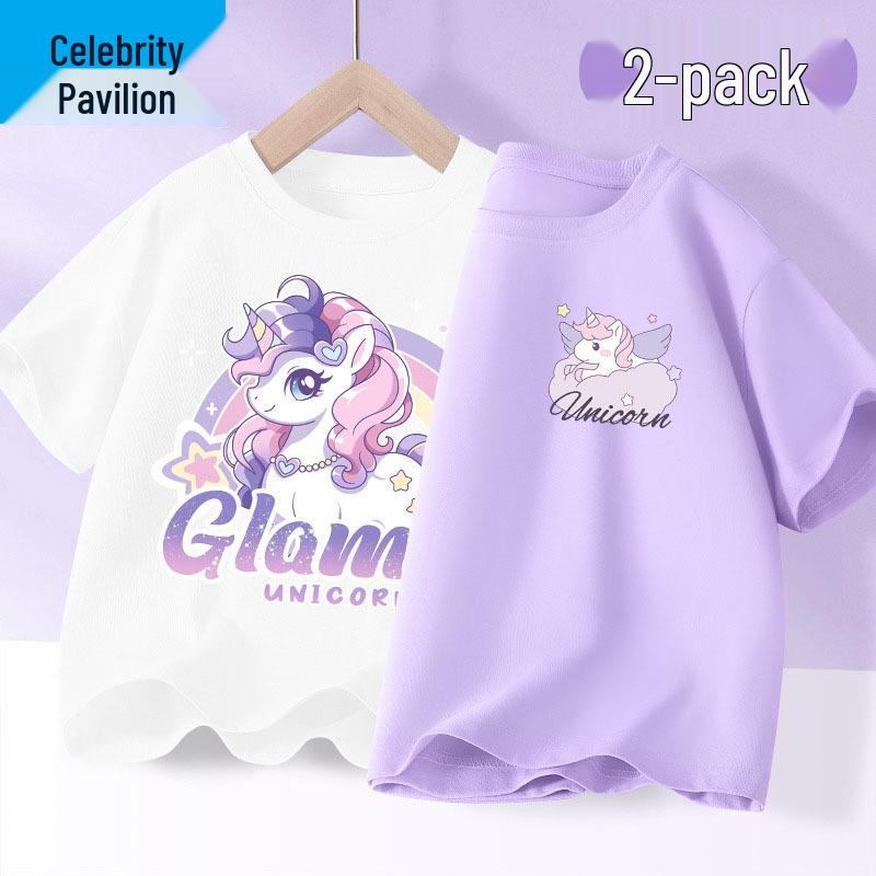 Girls' Breathable Cotton Short Sleeve Summer T-Shirt 2025 - Fashionable and Comfortable Children's Top