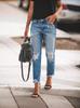 TUME Women's Elastic Retro Denim Trousers