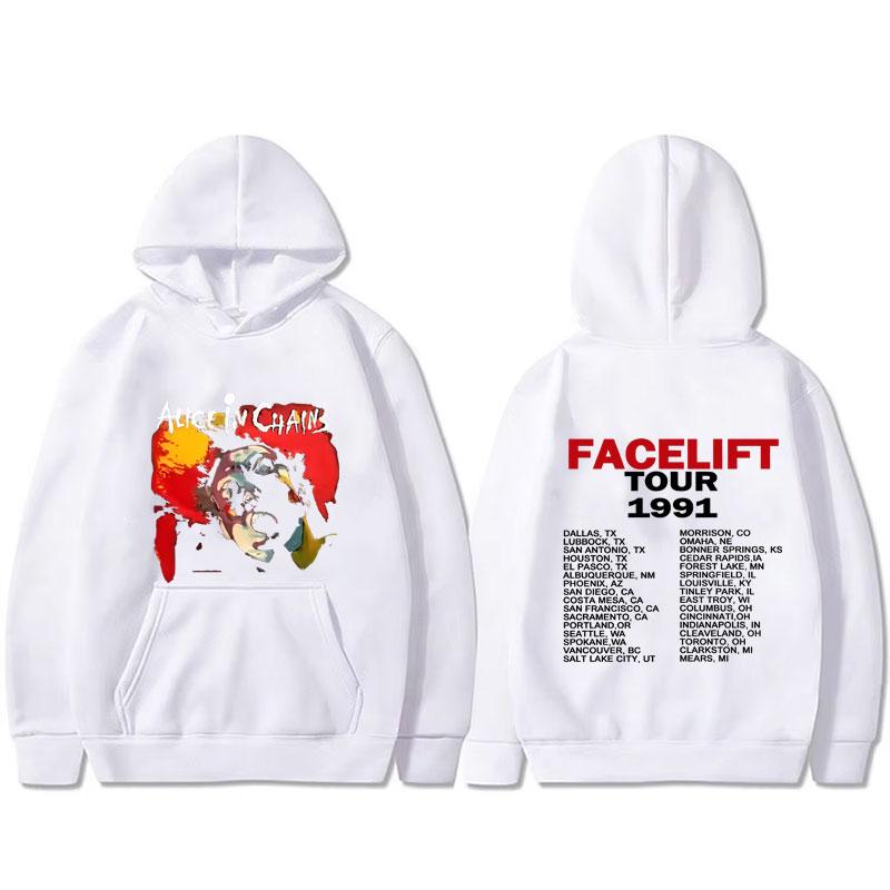 Felpa con cappuccio Alice in Chains Face Lift Tour 1991 Moda Rock Band Uomo Donna Casual Oversize Pullover Unisex Felpa Cotone Cappuccio