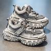 Chunky Sneakers Mens Designer Tire Sole Sport Shoes Fashion Casual Leather Fabric Breathable Height Increased Platform Gym Shoes