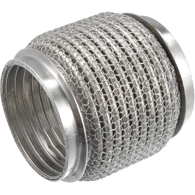 Car Exhaust Flexible Pipe, 76x102mm 2.99"x4.02" Exhaust Flex Connector Pipes Bellows Universal for Car Durable Stainless Steel Silver Tone