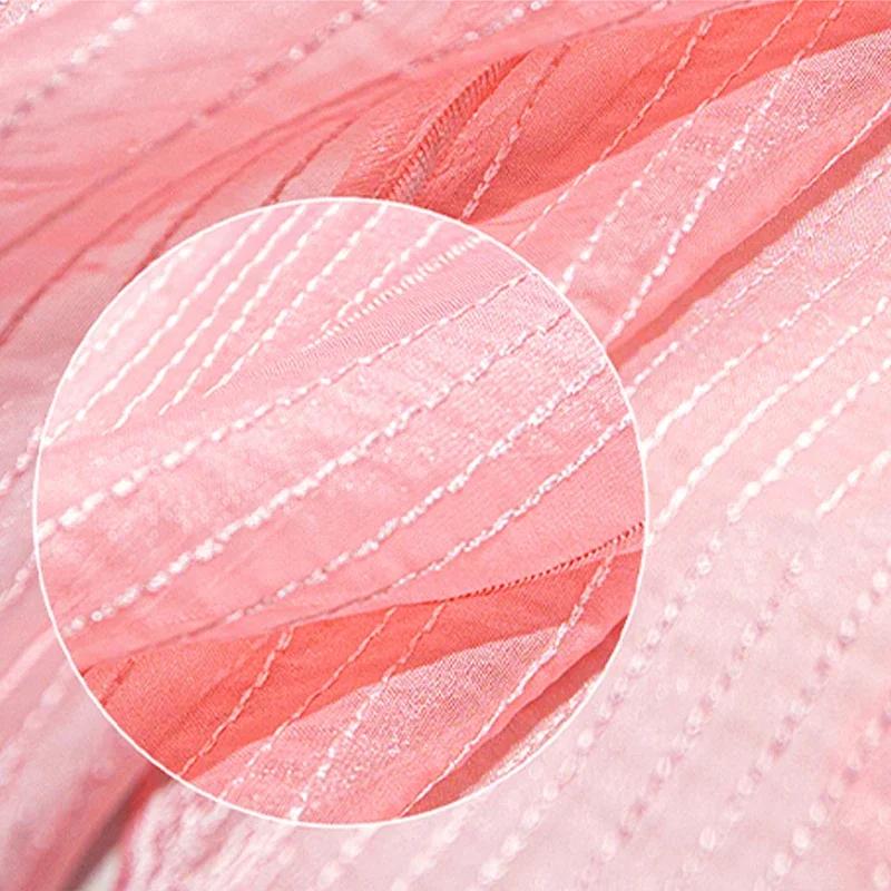Chinese Hanfu Fabric 50X150Cm Chiffon Embroidery Diy Cloth for Hanfu Shirts, Gradient Leaf Print Soft Sewing Material for Dress