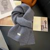 Knitted Scarf Women 100% Wool Winter Warm Scarves Bright Solid Color Design Thickened Shawl Soft Cashmere Pashmina Neck  NEW
