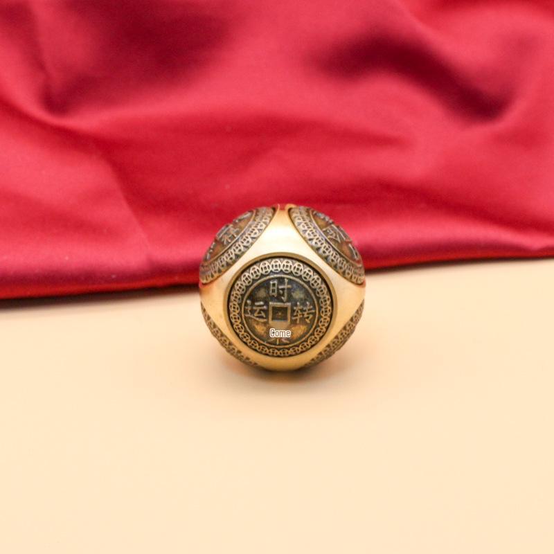 Mässing Roterande Sfärisk Tärningsprydnad - Kreativ Sexsidig Wenwan för Tur, Fred och Glädje