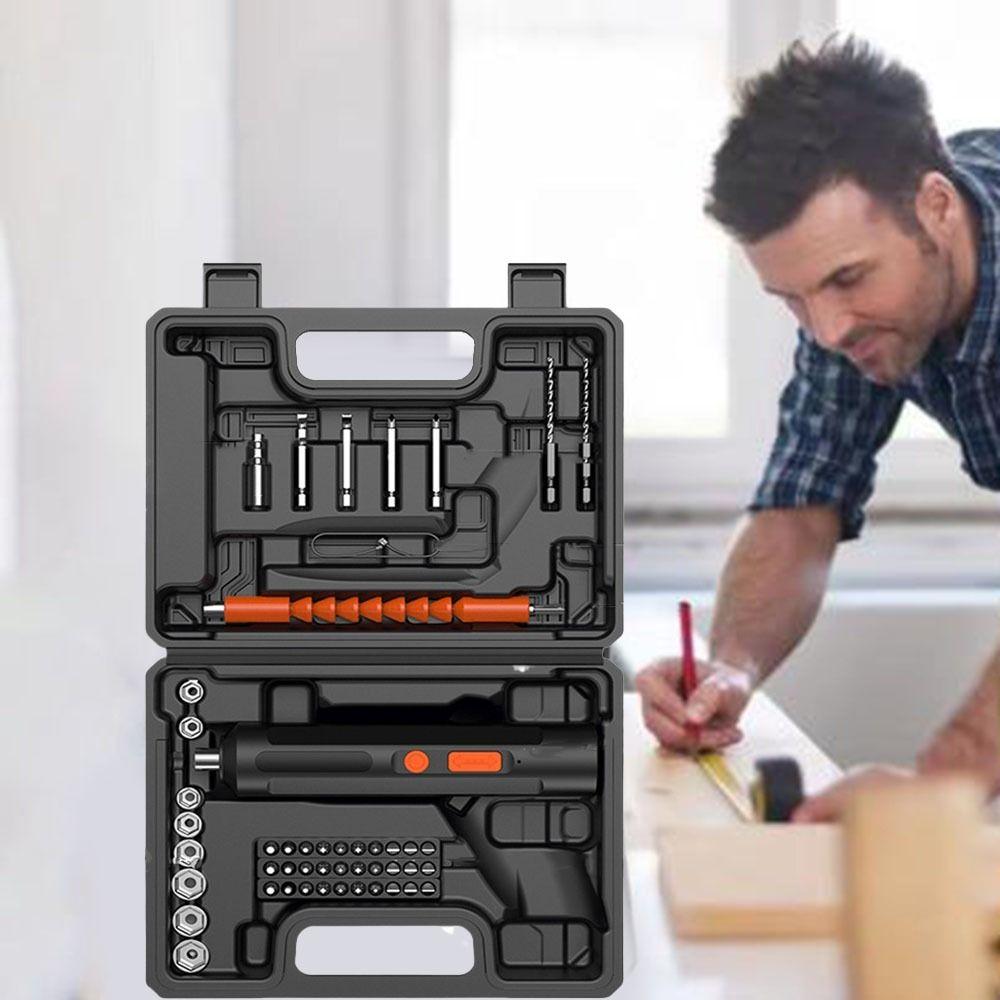Lithium Battery Cordless Electric Screwdriver USB Rechargeable Power Drill Home Repair Tools