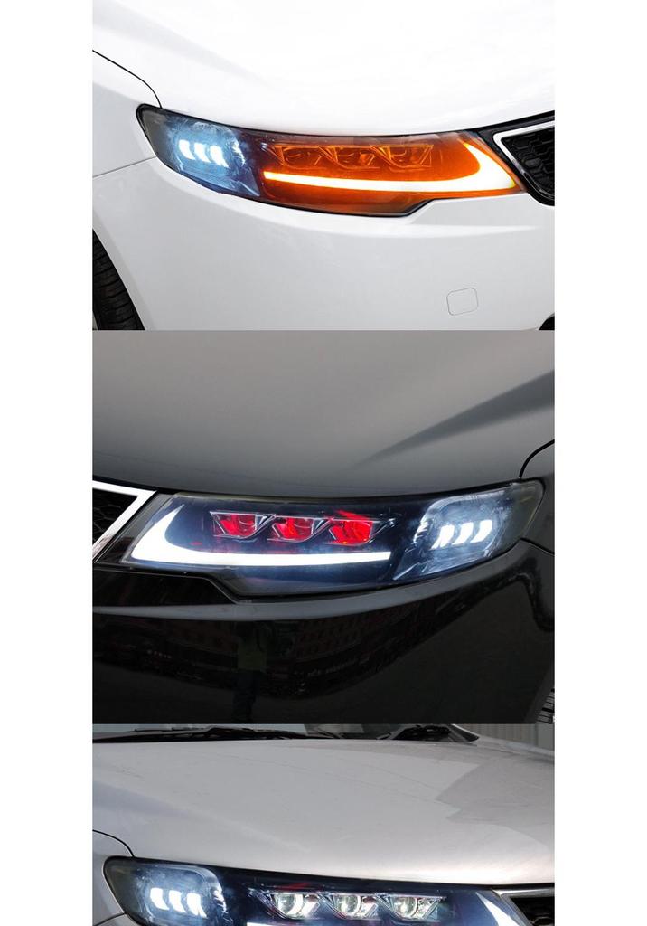 09-13 Kia Forte LED Projector Headlight Assembly with Daytime Running Lights & Flowing Turn Signals