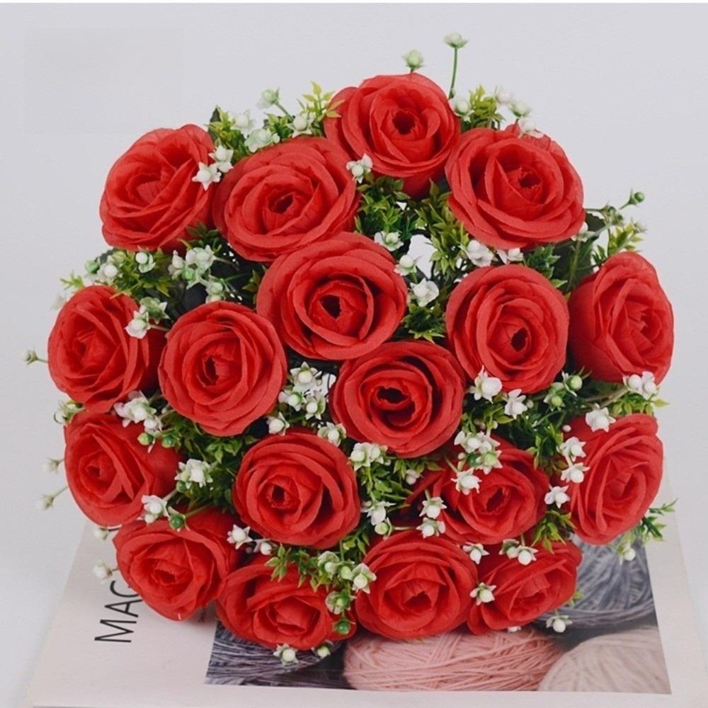 Bride Bouquet Artificial Rose Bouquet DIY Craft Decorative Artificial Rose Wedding Decorations