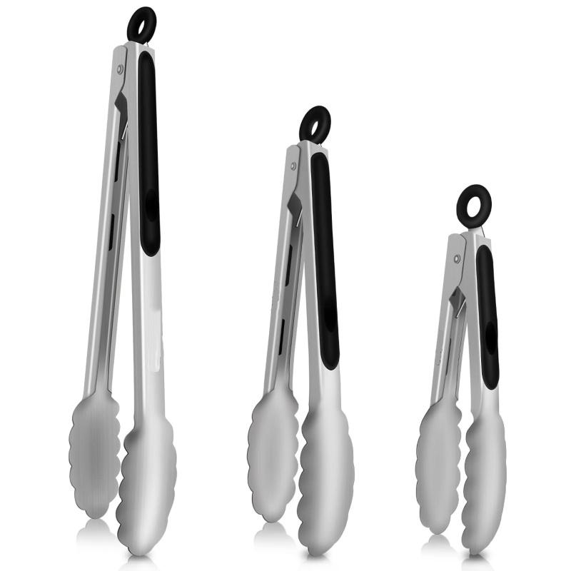 3 Piece Set Heat Resistant 600 Degrees Stainless Steel Kitchen Tong
