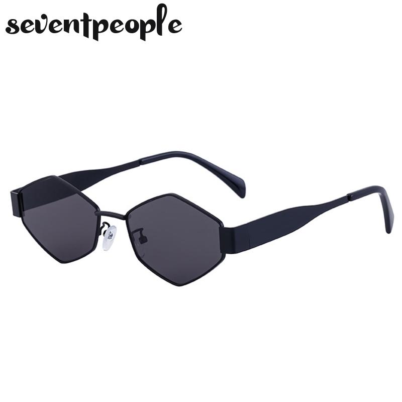 Small Frame Polygonal Sunglasses Women Luxury Brand Designer Metal Punk Sun Glasses For Men Vintage Rhombus Sunglass Shades