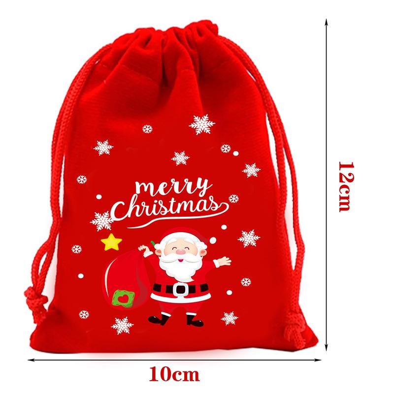6/8/12pcs Christmas Velvet Gift Bags Drawstring Biscuit Candy Bag Gift Packaging Bags New Year Bracelet Jewelry Storage Pouch