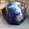 1 PC Automatic Folding Umbrella - Wolf In Moonlit Pattern, Portable & Foldable Design with 8 Ribs, Christmas Birthday Gifts