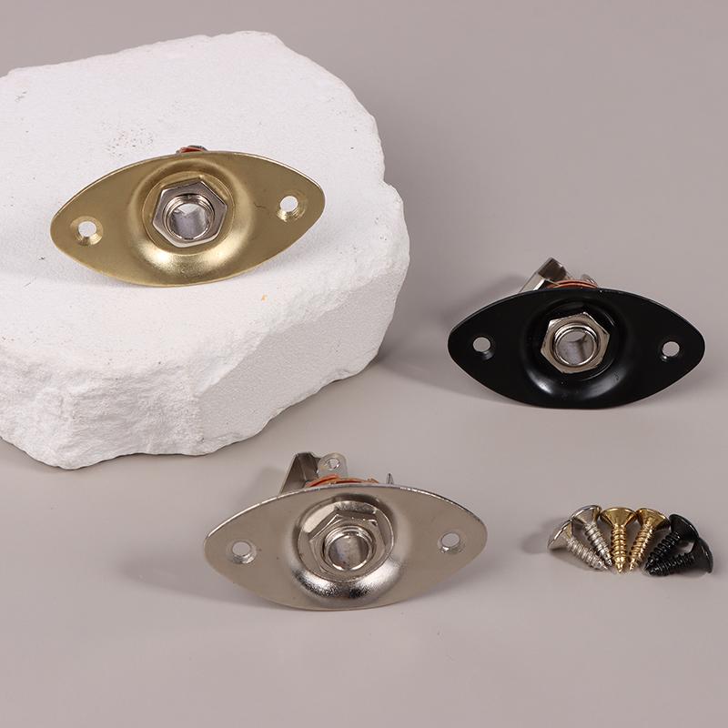 1Set Metal Concave Output Jack Plate Socket & Screws For Electric Guitar Replacement Oval Electric Guitar Pickup Accessories