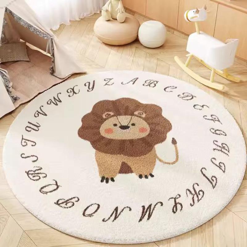 Fresh Print Large Area Round Rug Non-Slip Wear-resistant Circle Carpet for Living Room Bedroom Soft Floor Mat Home Decor Beauty