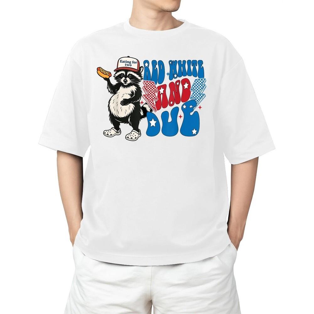 Red White And due Funny Raccoon 4th of July Patriotic Adult S-4XL Unisex T-Shirt XXL