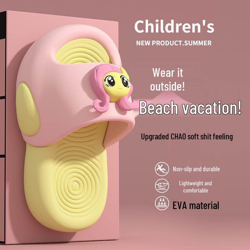 Authentic My Little Pony Parent-Child Non-Slip Summer Slippers for Kids - Pinkie Pie Cartoon Indoor Shoes