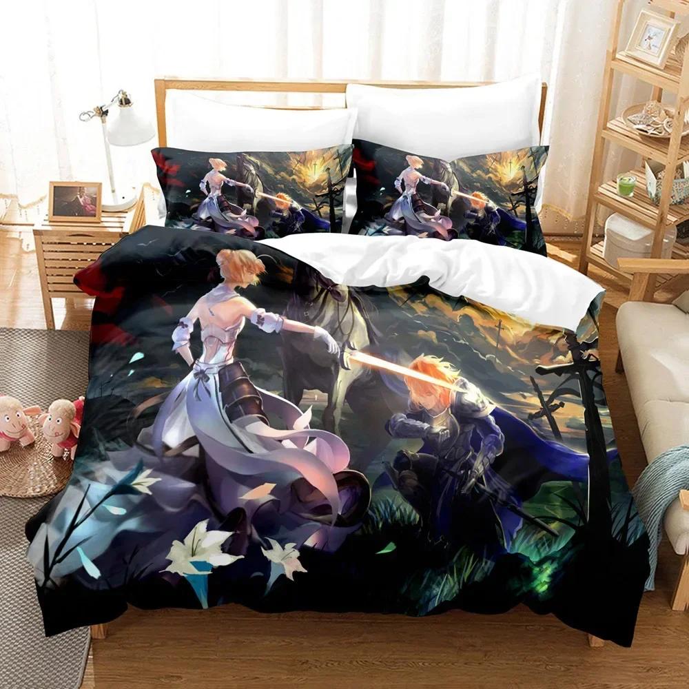 Luxury New 3D Print Anime Fate Nero Bedding Set Saber Duvet Cover Bedroom Comforter Covers Single Twin King Size Quilt Cover