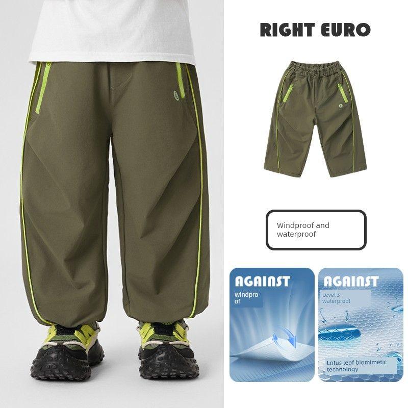Right European Style Boys' Winter Clothing with Large Pockets, Fleece-Lined, Woven, Waterproof Trousers, New Winter Children's Clothing, Baby Pants