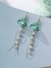 Women's Jellyfish Earrings - Geometric Tassels, Lightweight Dangle Earrings With Iridescent Jellyfish Pendant