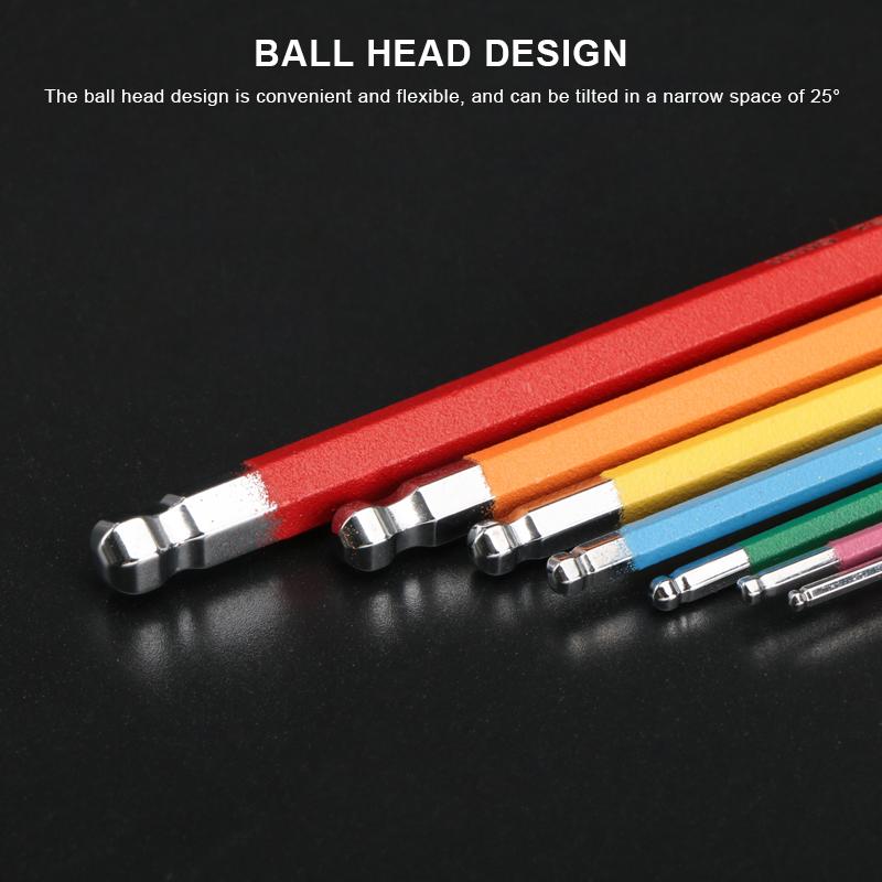 Bicycle Hex Key Set MTB Road Bike Repair Tool Kit Service Wrench Colorful Hexagon Spanner Flat Ball Opening 1.5/2/2.5/3/4/5/6mm