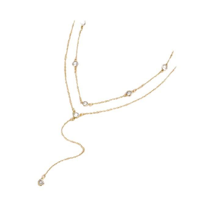 Lasso Y-Form Schlüsselbein Zirkon Quaste Halskette - Minimalistisches Intarsien Design