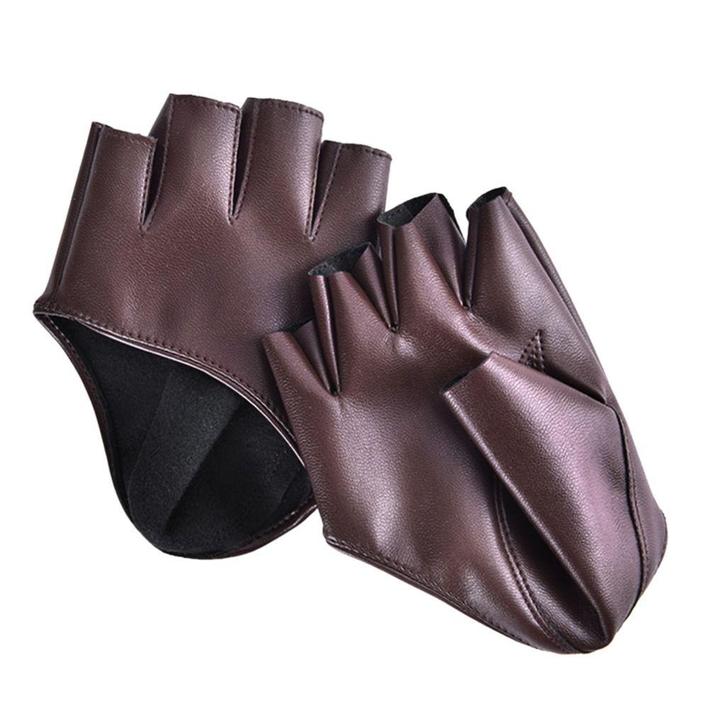 Mittens Women Men PU Leather Gloves Ladys Driving Dress Five Finger Gloves Cosplay Mittens